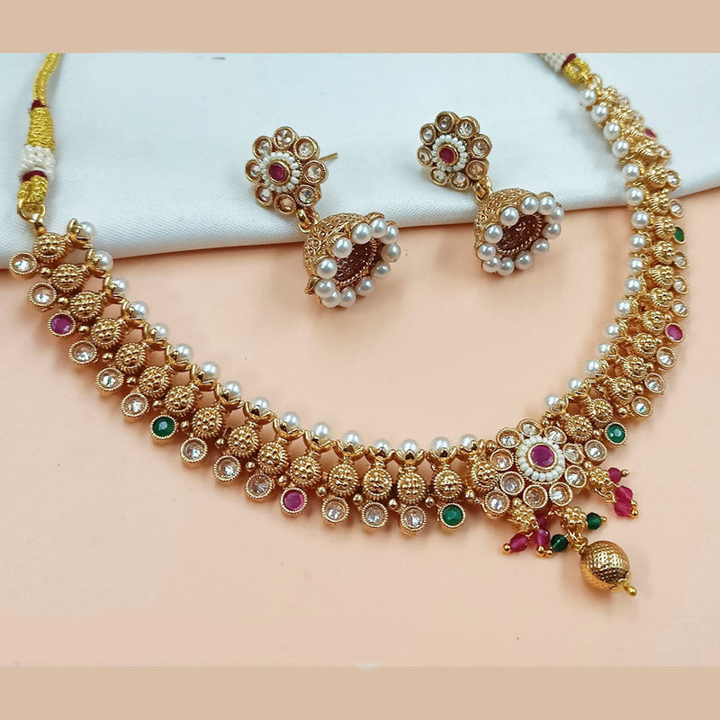 Padmawati Bangles Gold Plated Crystal Stone And Pearls Necklace Set