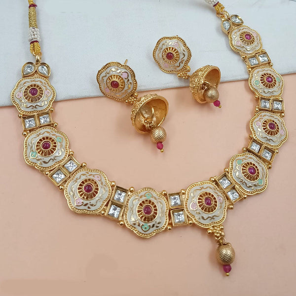 Padmawati Bangles Gold Plated Pota Stone Meenakari Necklace Set