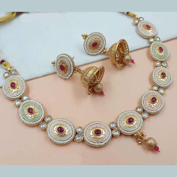 Padmawati Bangles Gold Plated Pota Stone Meenakari Necklace Set