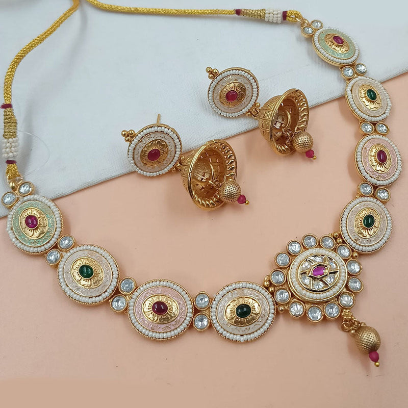 Padmawati Bangles Gold Plated Pota Stone Meenakari Necklace Set