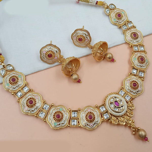 Padmawati Bangles Gold Plated Pota Stone Meenakari Necklace Set