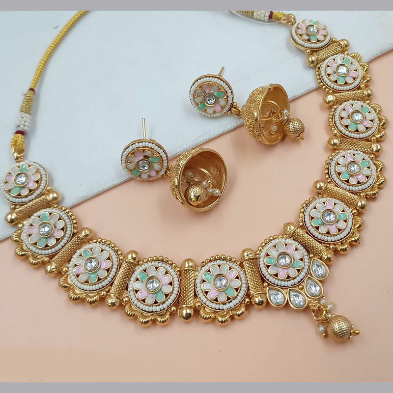 Padmawati Bangles Gold Plated Pota Stone Meenakari Necklace Set