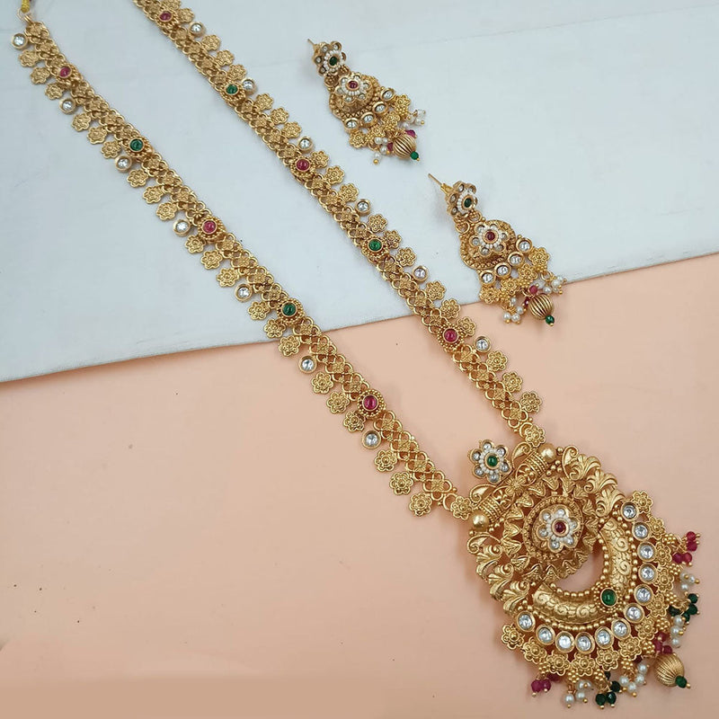 Padmawati Bangles Gold Plated Pota Stone And Pearls Long Necklace Set