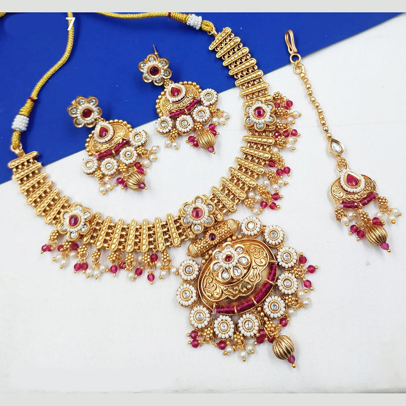 Padmawati Bangles Gold Plated Pota Stone And Pearls Meenakari Necklace Set