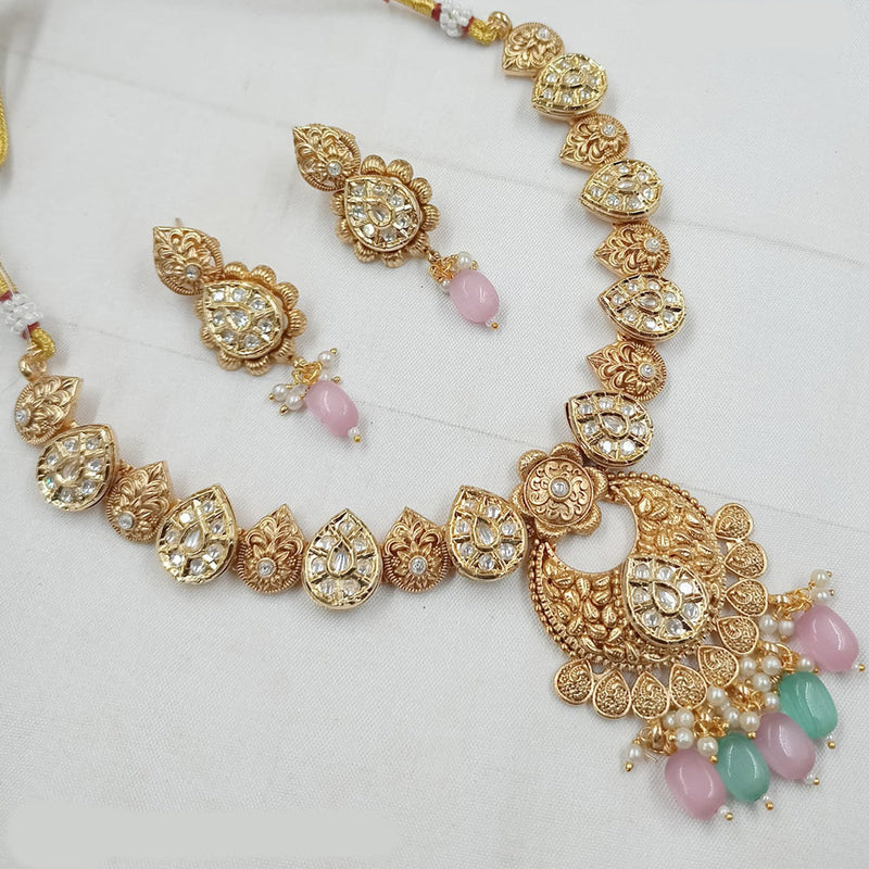 Padmawati Bangles Gold Plated Crystal Stone And Pearls Necklace Set