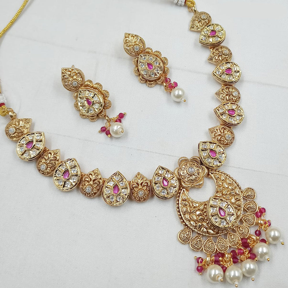 Padmawati Bangles Gold Plated Crystal Stone And Pearls Necklace Set