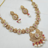 Padmawati Bangles Gold Plated Crystal Stone And Pearls Necklace Set