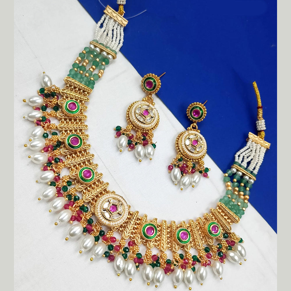 Padmawati Bangles Gold Plated Kundan Stone And Pearls Necklace Set