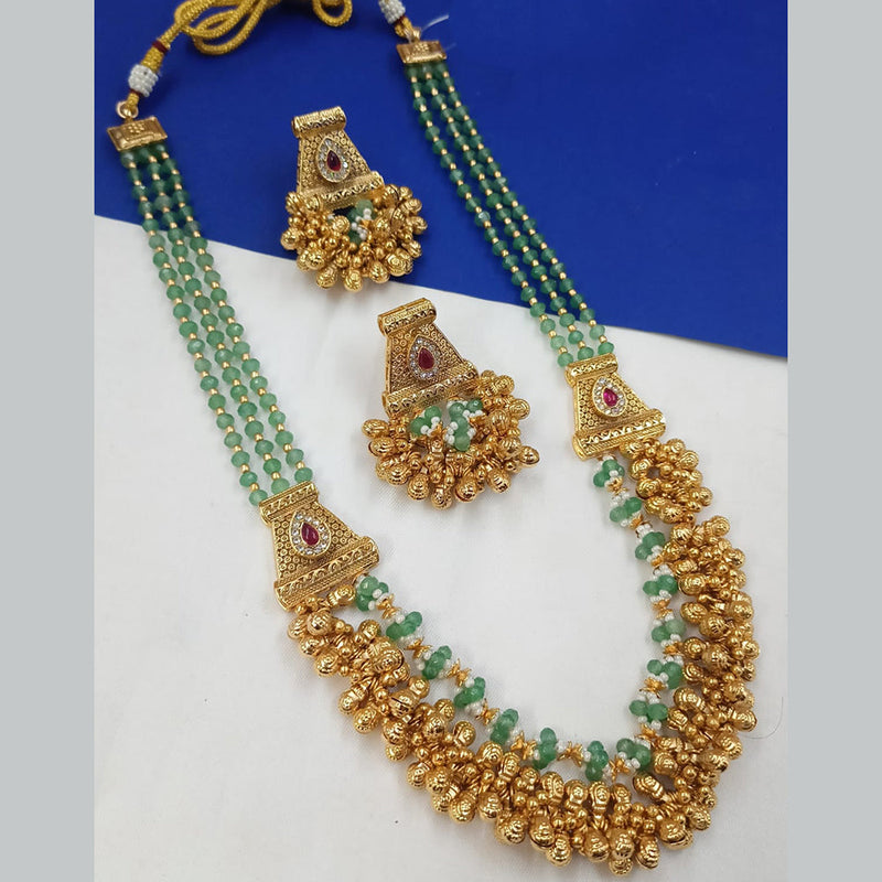 Padmawati Bangles Gold Plated Pota Stone And Pearls Long Necklace Set