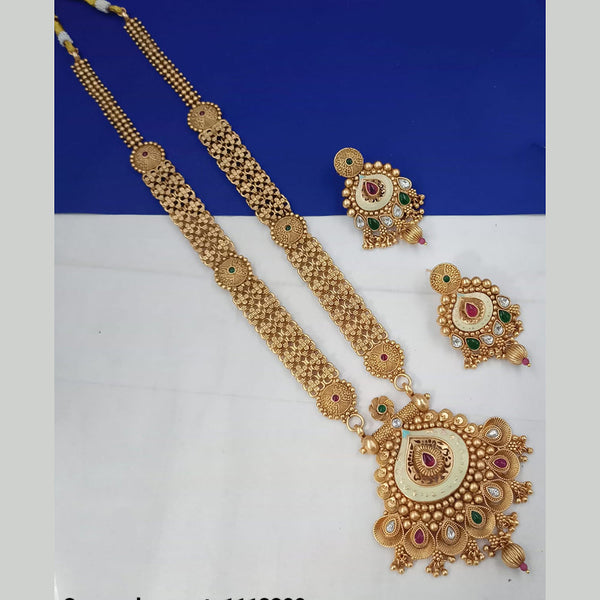 Padmawati Bangles Gold Plated Pota Stone And Meenakari Long Necklace Set