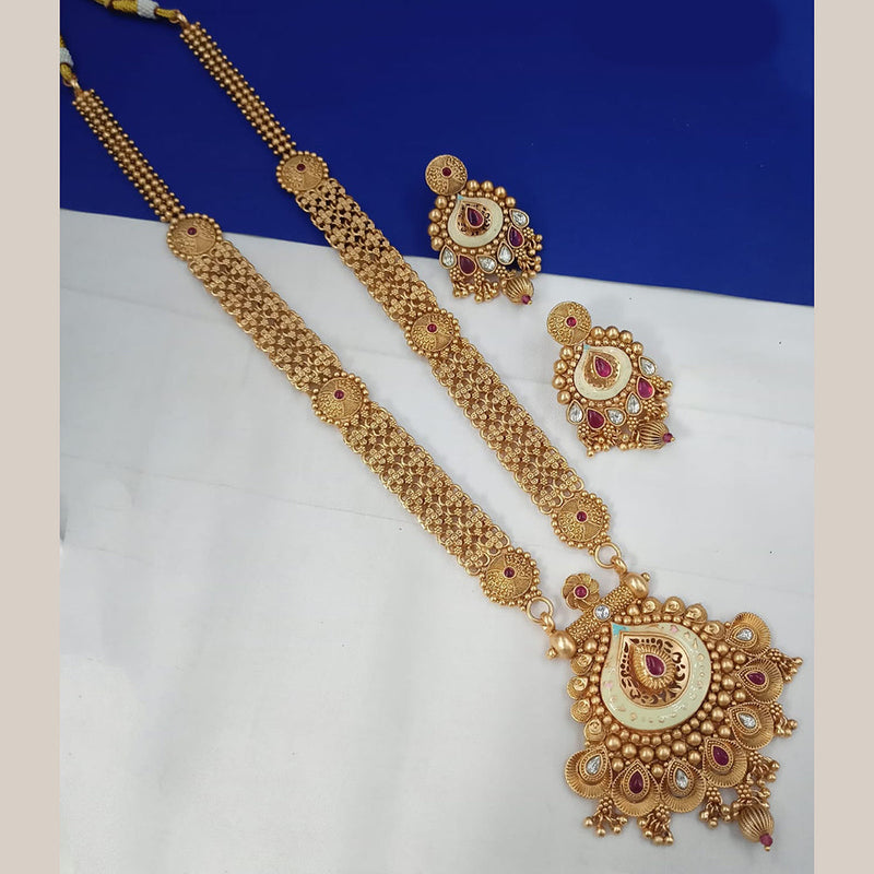 Padmawati Bangles Gold Plated Pota Stone And Meenakari Long Necklace Set