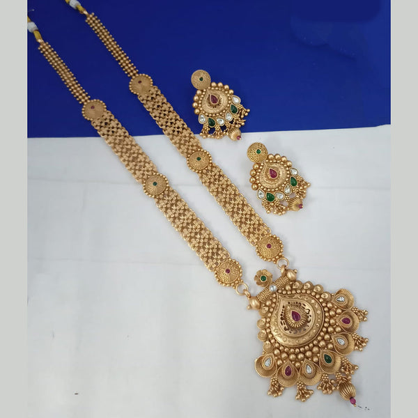 Padmawati Bangles Gold Plated Pota Stone Long Necklace Set