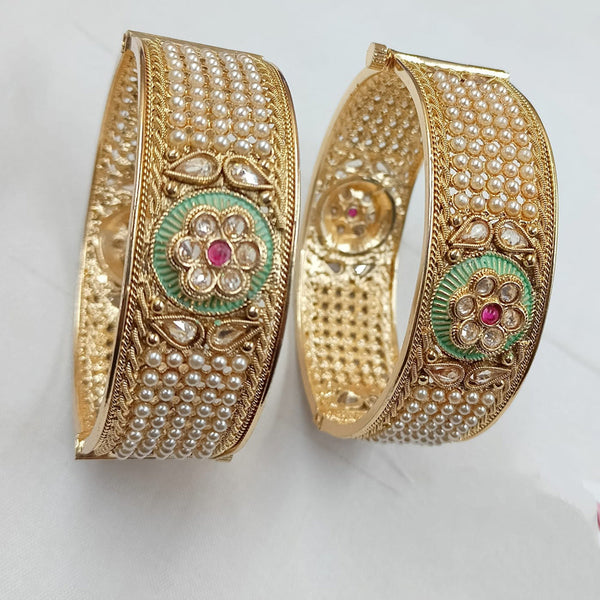 Padmawati Bangles Gold Plated Crystal Stone Openable Bangles Set