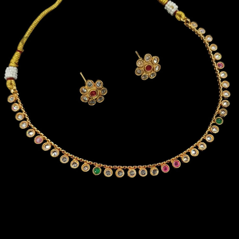 Padmawati Bangles Gold Plated Crystal Stone Necklace Set