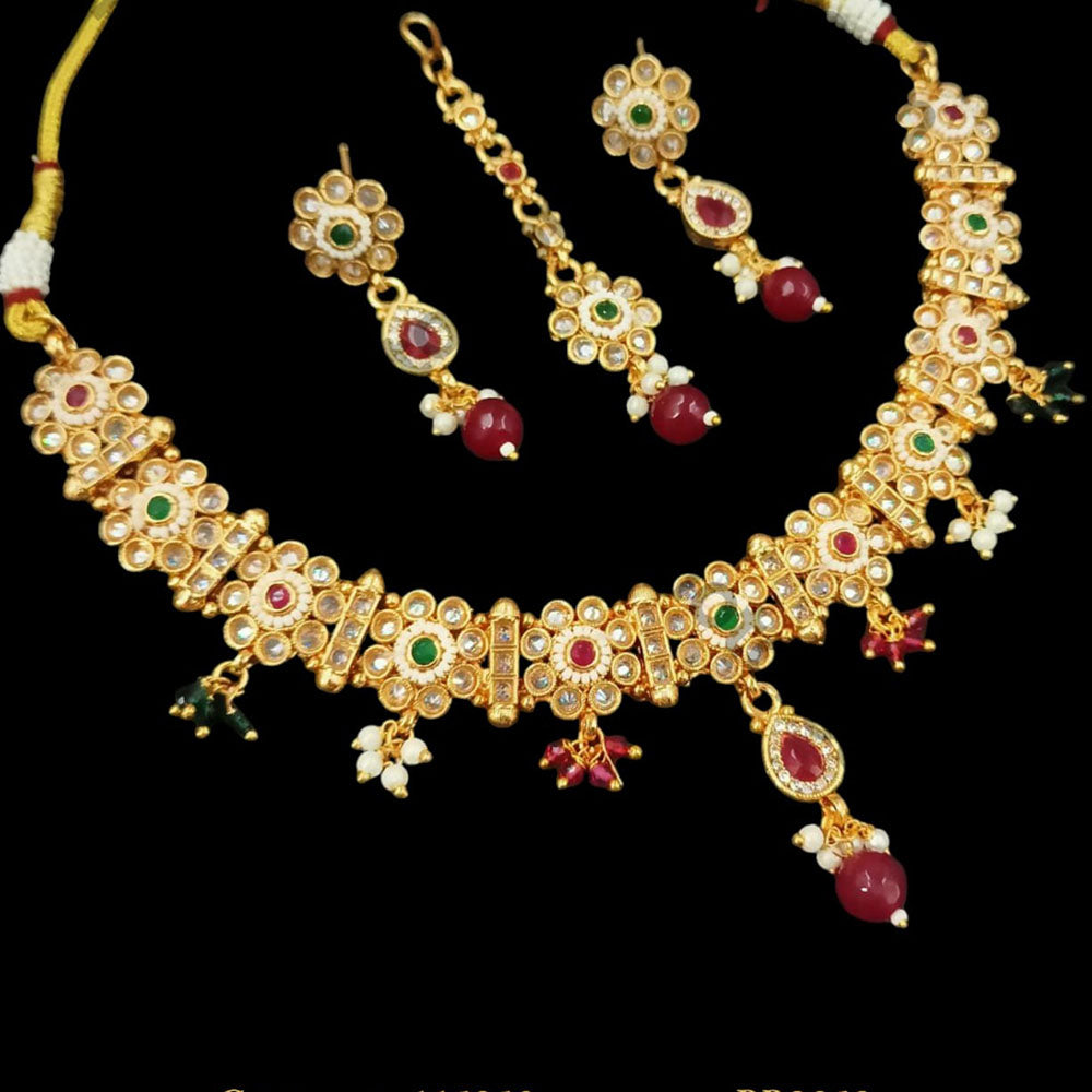 Padmawati Bangles Gold Plated Crystal Stone And Pearls Necklace Set