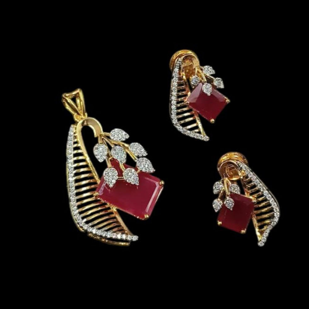 Padmawati Bangles Gold Plated AD Stone Pendant Set