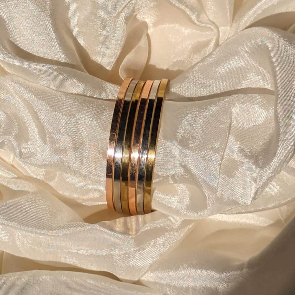 Shree Asha Bangles Premium Multi-Tone Textured Designer Bangles Set (Pack of 6)