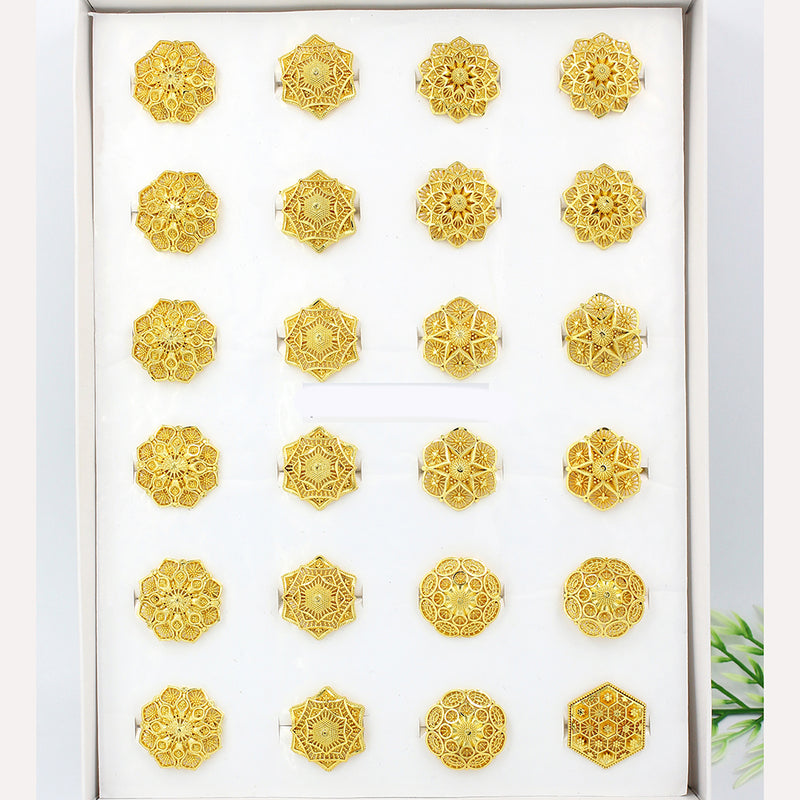 Mahavir Dye Gold Adjustable Finger Rings Combo (Assorted Design)
