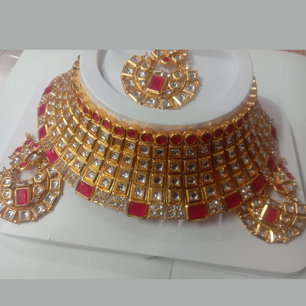 Neetu Art Gold Plated Crystal Stone Necklace Set