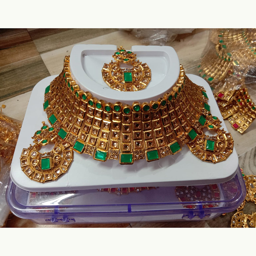 Neetu Art Gold Plated Crystal Stone Necklace Set