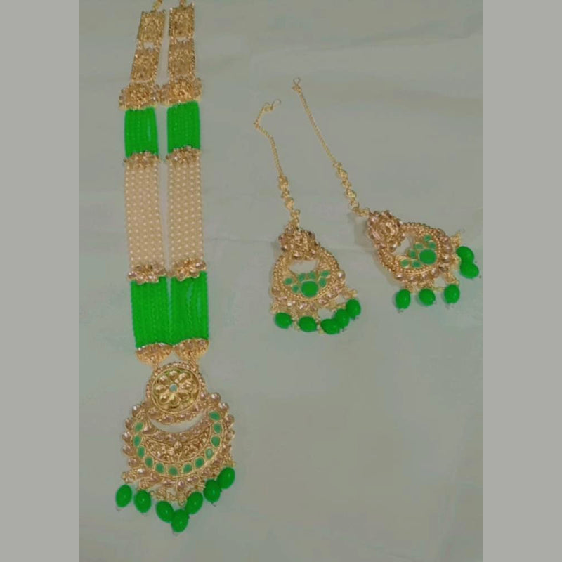 Neetu Art Gold Plated Crystal Stone Long Necklace Set