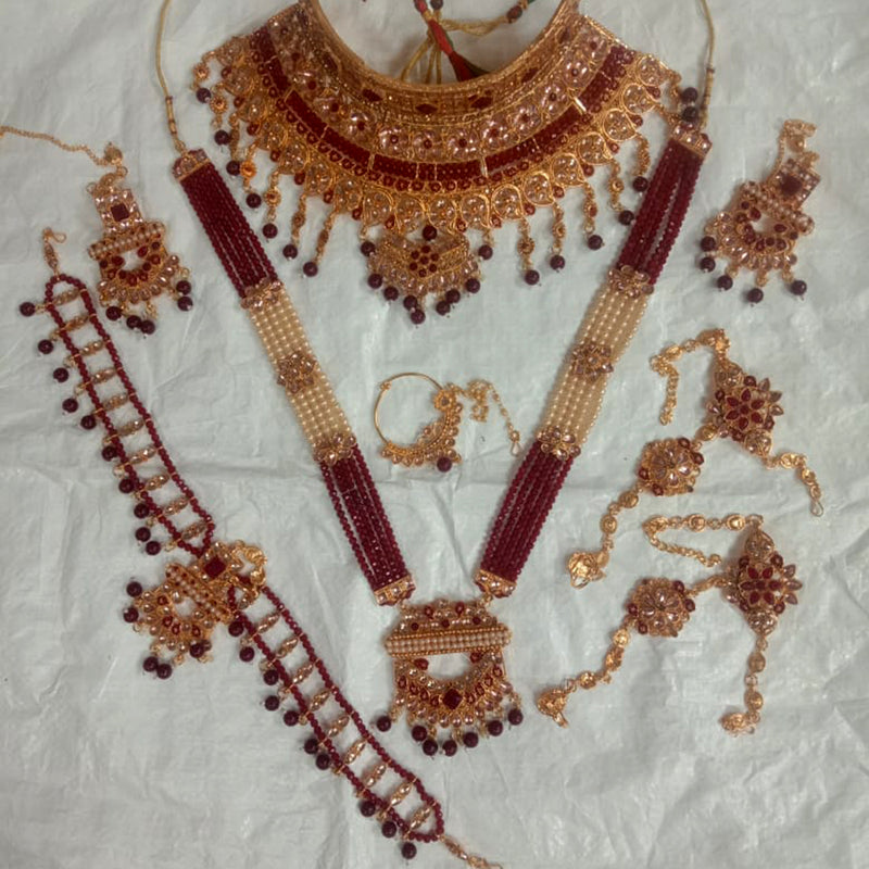 Neetu Art Gold Plated Crystal Stone Bridal Set