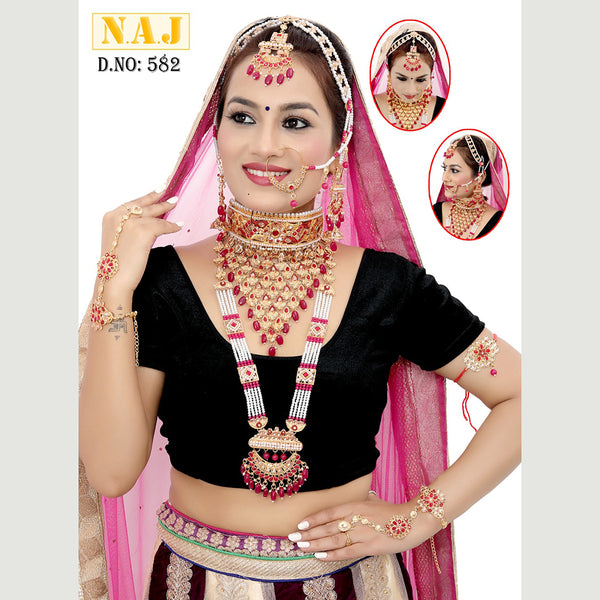 Neetu Art Gold Plated Crystal Stone Bridal Set