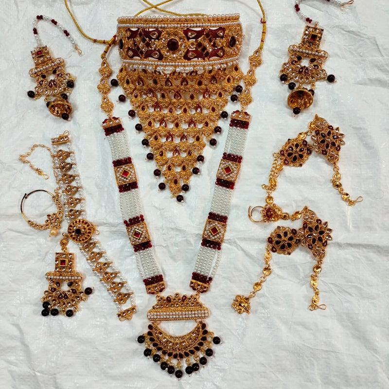 Neetu Art Gold Plated Crystal Stone Bridal Set