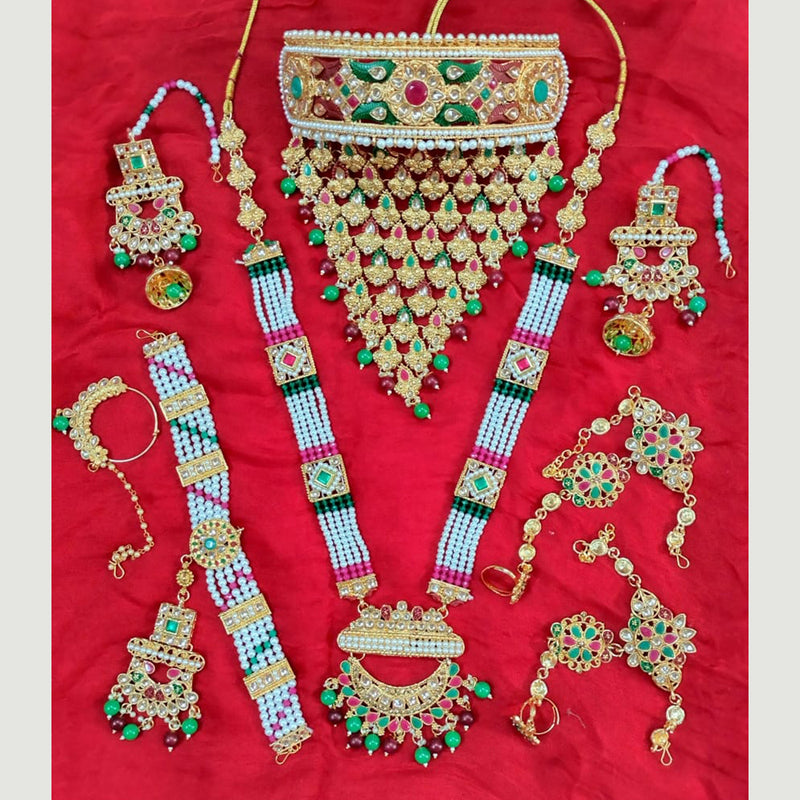 Neetu Art Gold Plated Crystal Stone Bridal Set