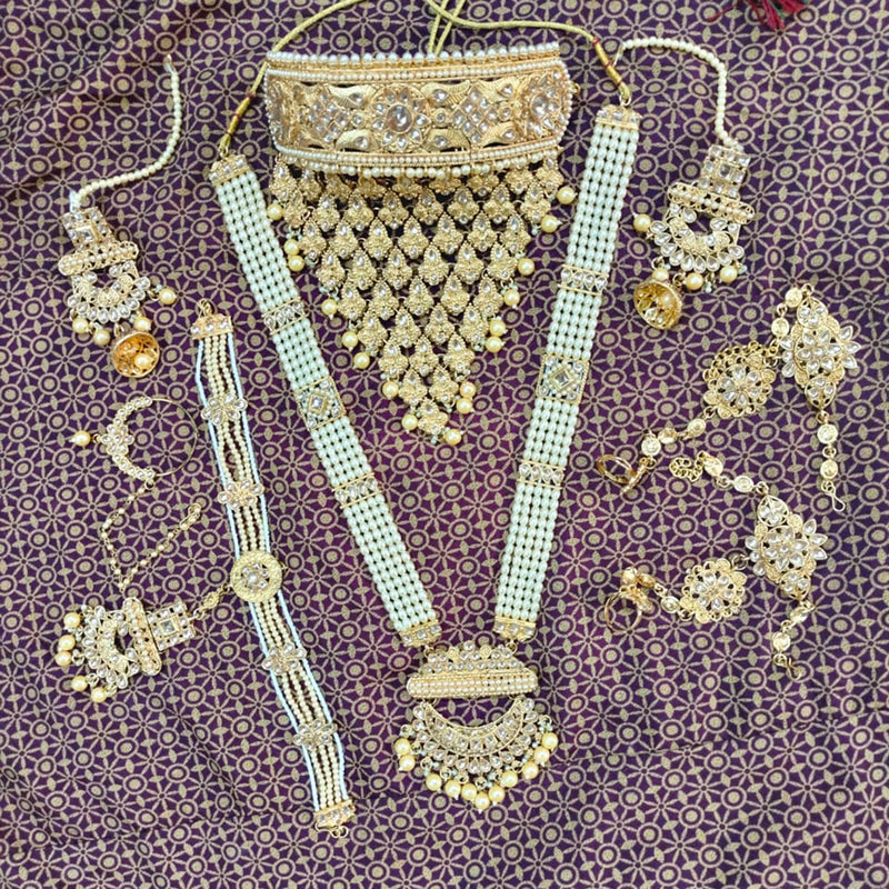 Neetu Art Gold Plated Crystal Stone Bridal Set