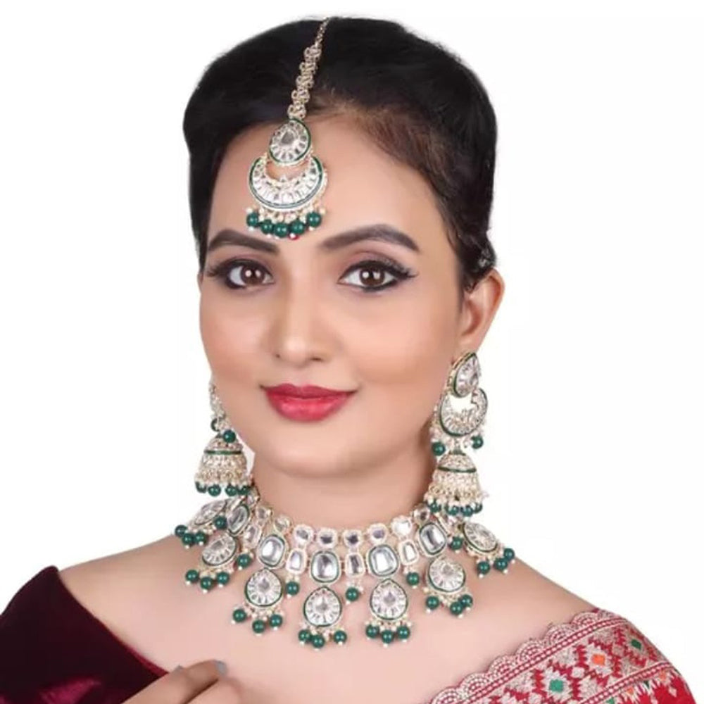 Neetu Art Silver Plated Kundan Necklace Set