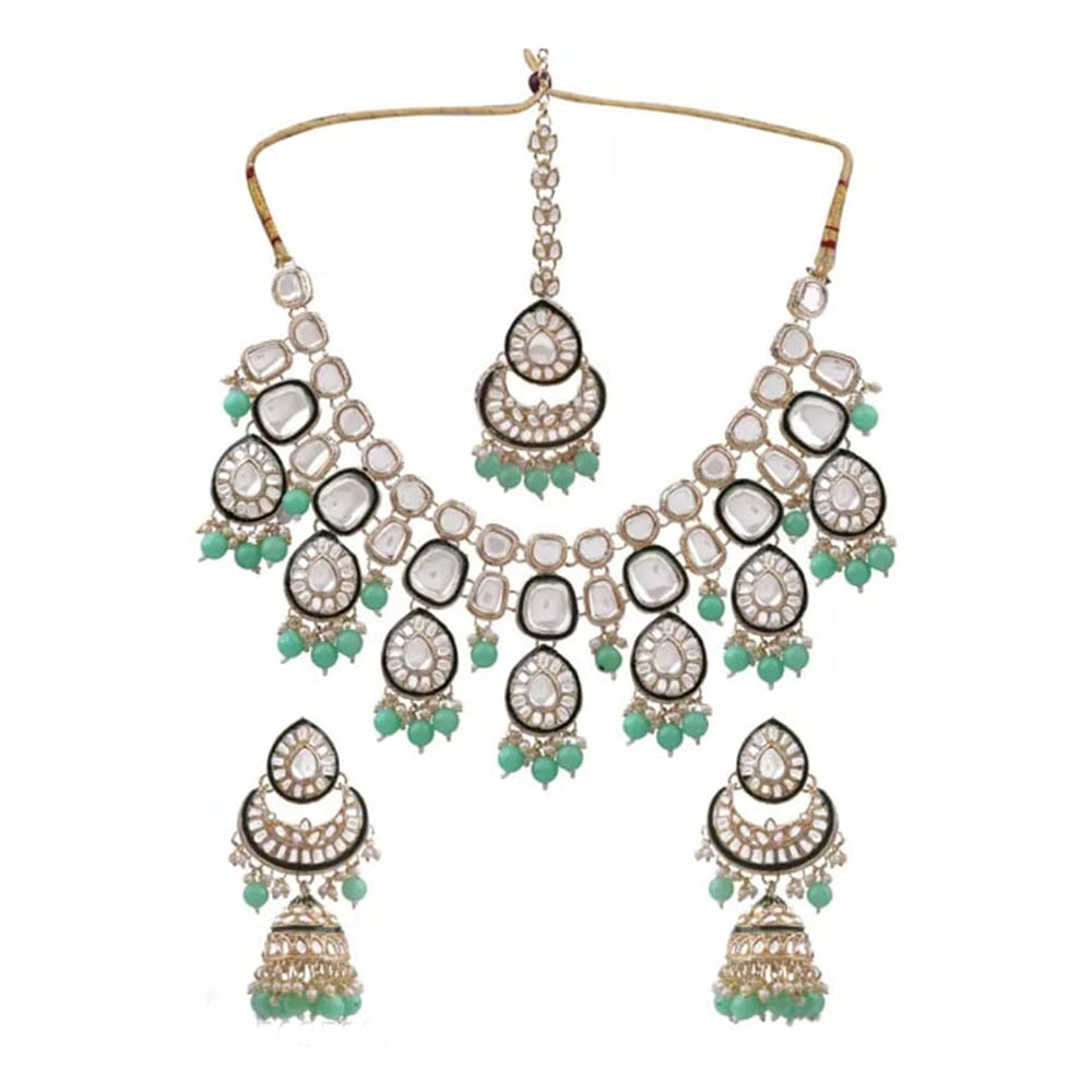 Neetu Art Silver Plated Kundan Necklace Set