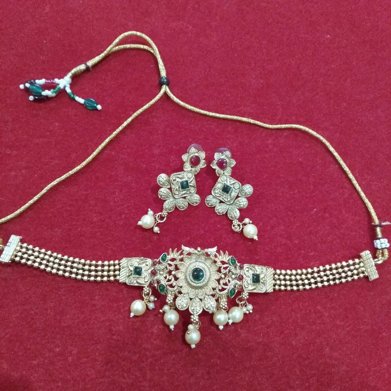 Neetu Art Silver Plated Kundan Stone Choker Necklace Set