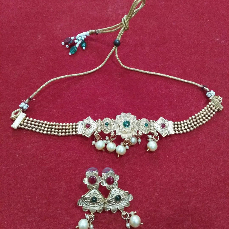 Neetu Art Silver Plated Kundan Stone Choker Necklace Set