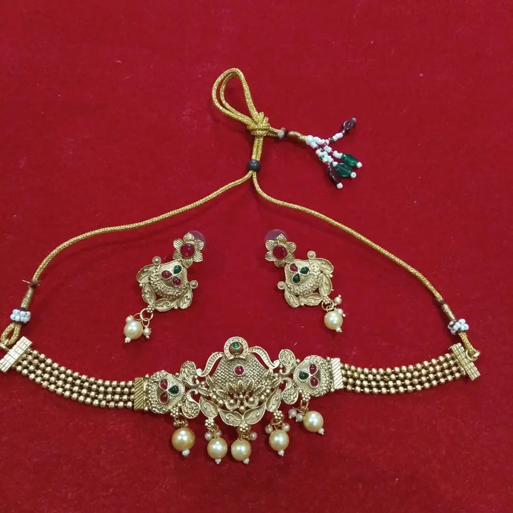 Neetu Art Gold Plated Kundan Stone Choker Necklace Set