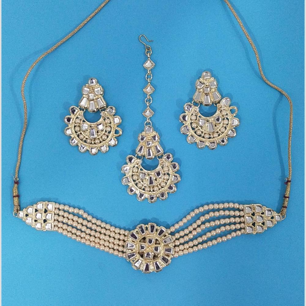 Neetu Art Gold Plated Kundan Choker Necklace Set