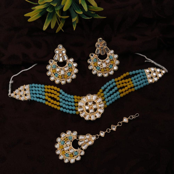 Neetu Art Gold Plated Kundan Choker Necklace Set