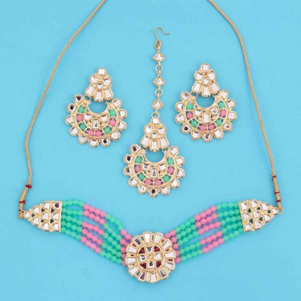 Neetu Art Gold Plated Kundan Choker Necklace Set