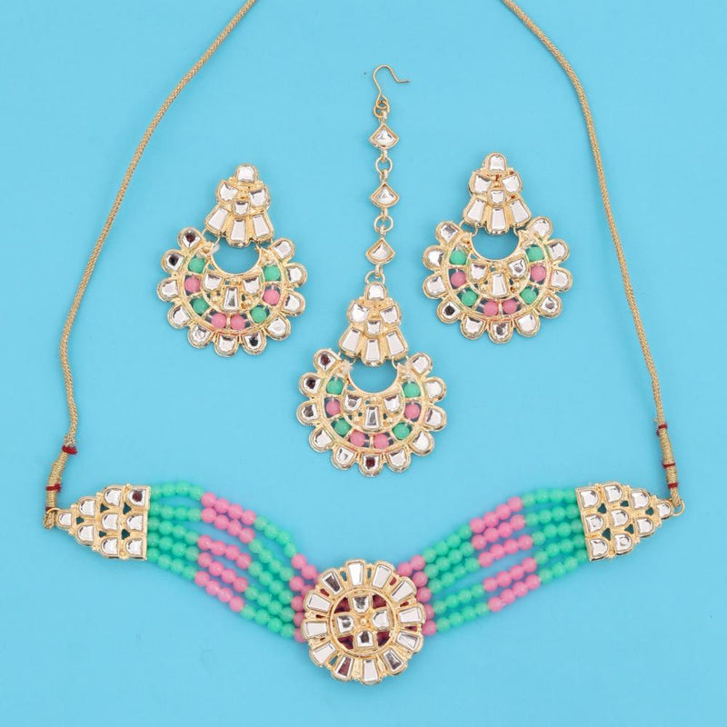 Neetu Art Gold Plated Kundan Choker Necklace Set