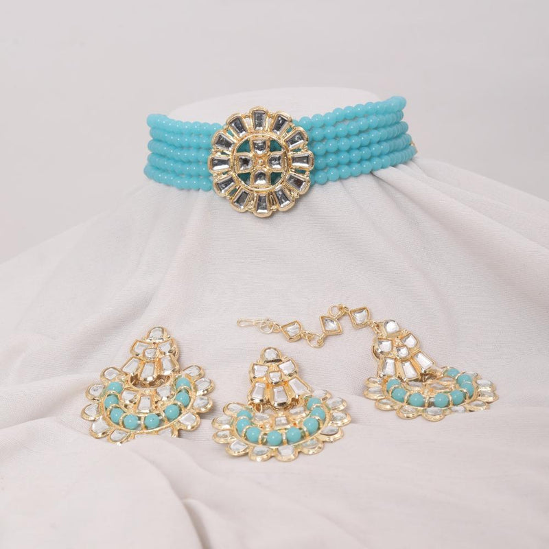 Neetu Art Gold Plated Kundan Choker Necklace Set