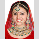 Neetu Art Gold Plated Kundan Stone And Beads Semi Bridal Necklace Set