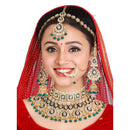 Neetu Art Gold Plated Kundan Stone And Beads Semi Bridal Necklace Set