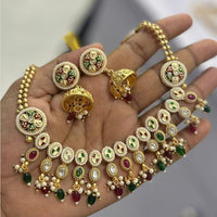 Neetu Art Gold Plated Pota Stone Necklace Set