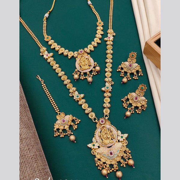 Neetu Art Gold Plated Pota Stone Double Necklace Set