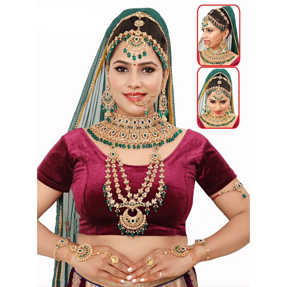 Neetu Art Gold Plated Kundan Stone And Beads Bridal Set