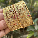 Neetu Art Gold Plated Pota Stone Openable Bangles Set