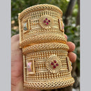 Neetu Art Gold Plated Pota Stone Meenakari Openable Bangles Set