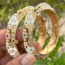 Neetu Art Gold Plated Pota Stone Meenakari Openable Bangles Set