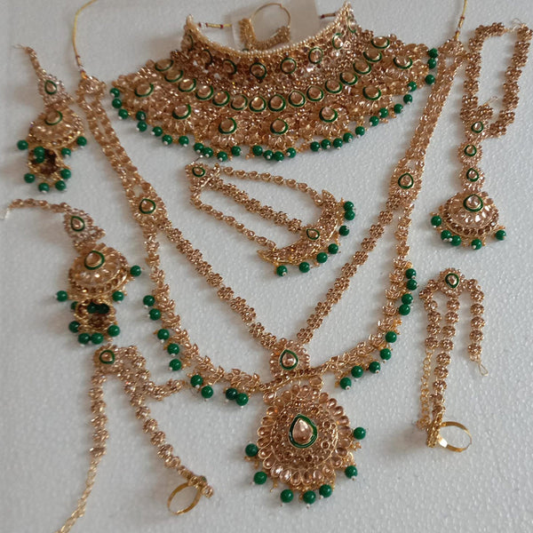 Neetu Art Gold Plated Crystal Stone And Beads Bridal Set