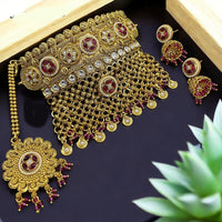 Neetu Art Gold Plated Pota Stone And Beads Necklace Set